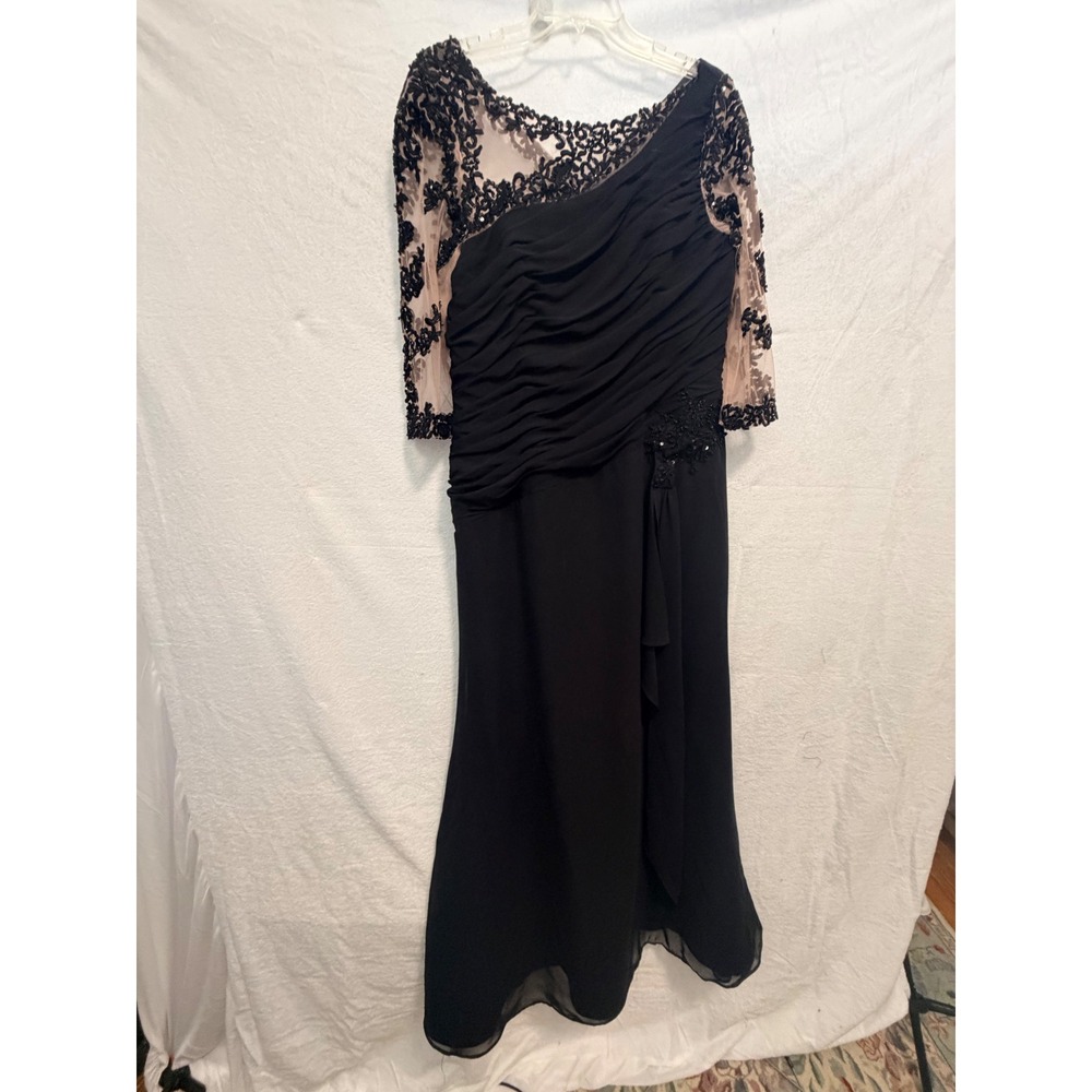 Alfred Angelo 9045 Black Cameo Lace Ruched Formal Evening Gown Dress 16